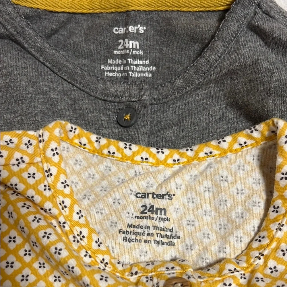 Carter's 2-Piece Patterned Yellow Casual Sundress and Gray Cardigan 24 Months